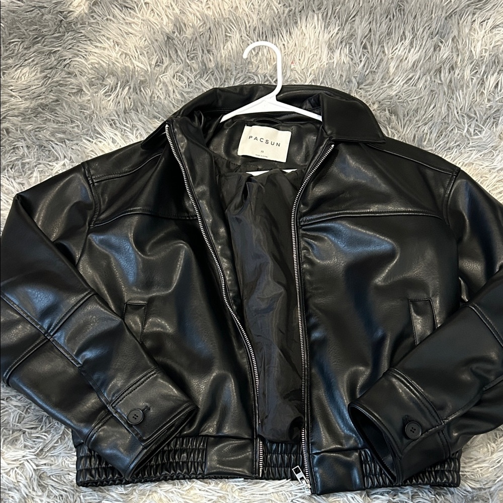 PacSun Shiny Black Faux Leather Jacket